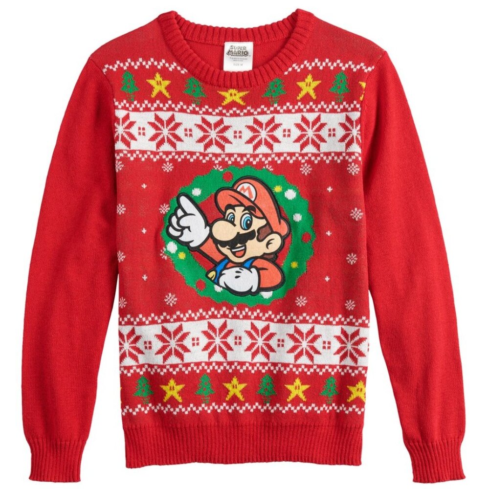 New! Super Mario Bros. Video Game Ugly Christmas Sweater Nintendo